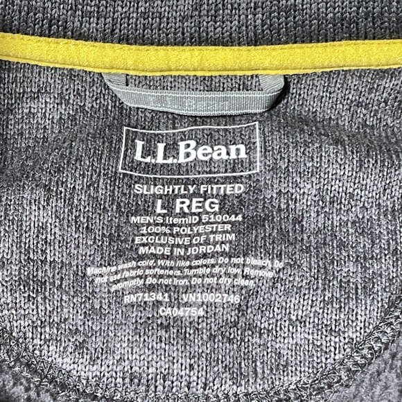 L.L.Bean Mens Slightly Fitted Blue Fleece Quarter Snap Pullover Sweater Size L - Picture 6 of 9